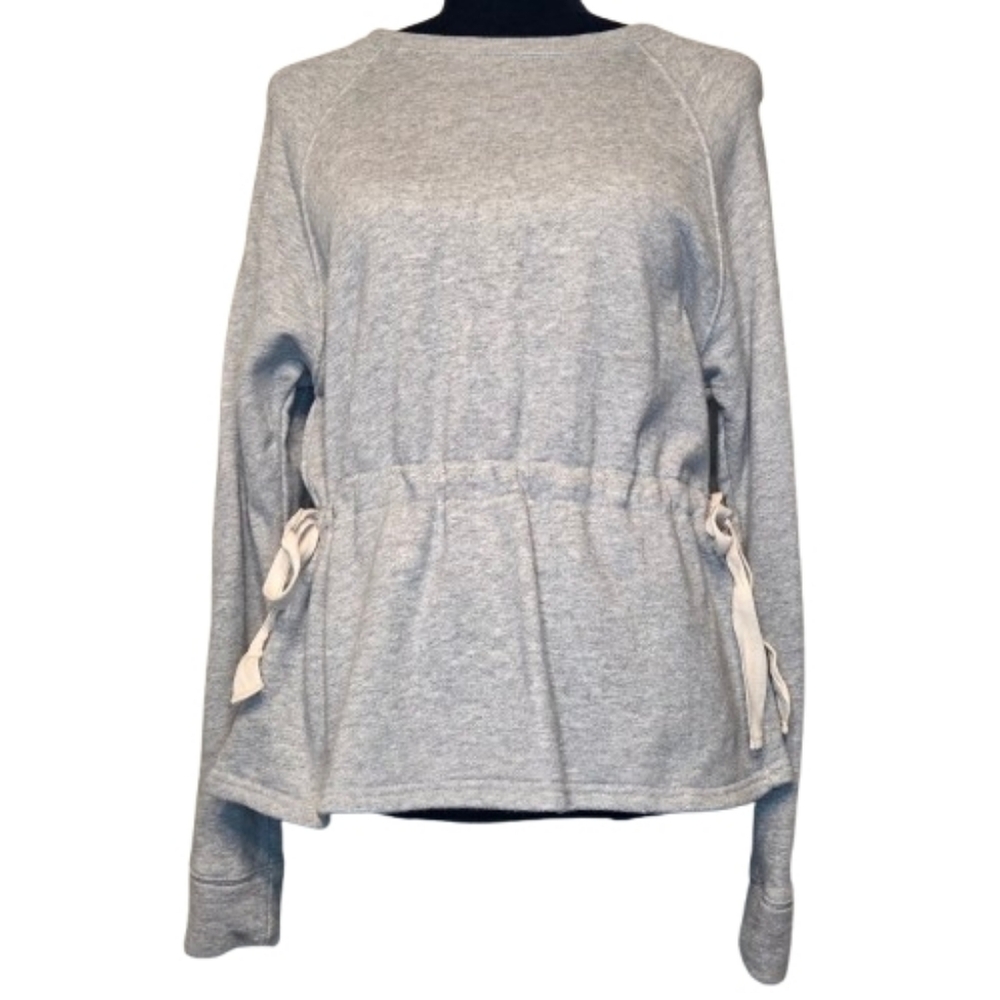 Athleta Women's Gray Studio Cinch Sweatshirt Adjustable Ties Size Small